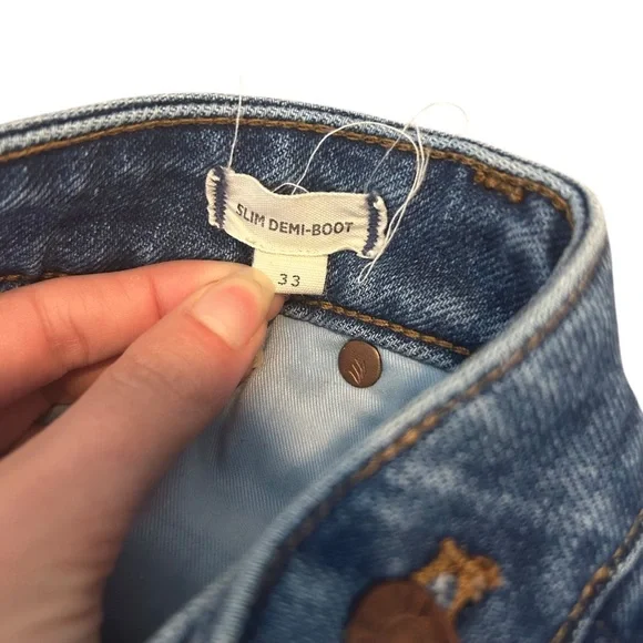 Madewell Slim Demi-Boot Jeans in Northaven Wash Raw Hem Size 33 - Picture 6 of 9